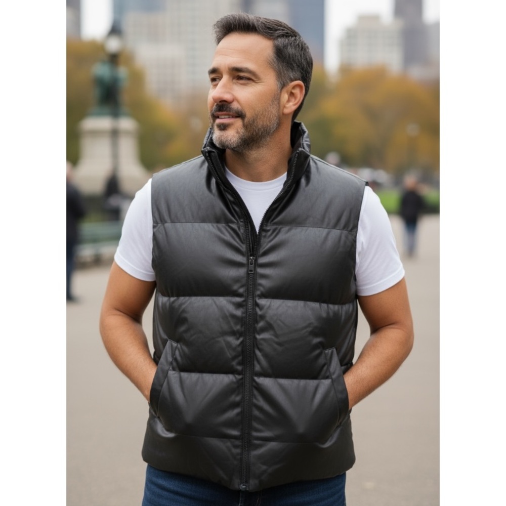 New Men's Black Puffer Vest by Sebby Collection XL polyurethane